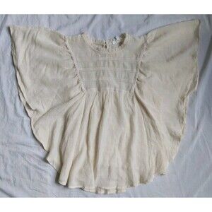 June & Hudson Ivory Blouse Boho Fairy Peasant Flutter Sleeve Women's Size S